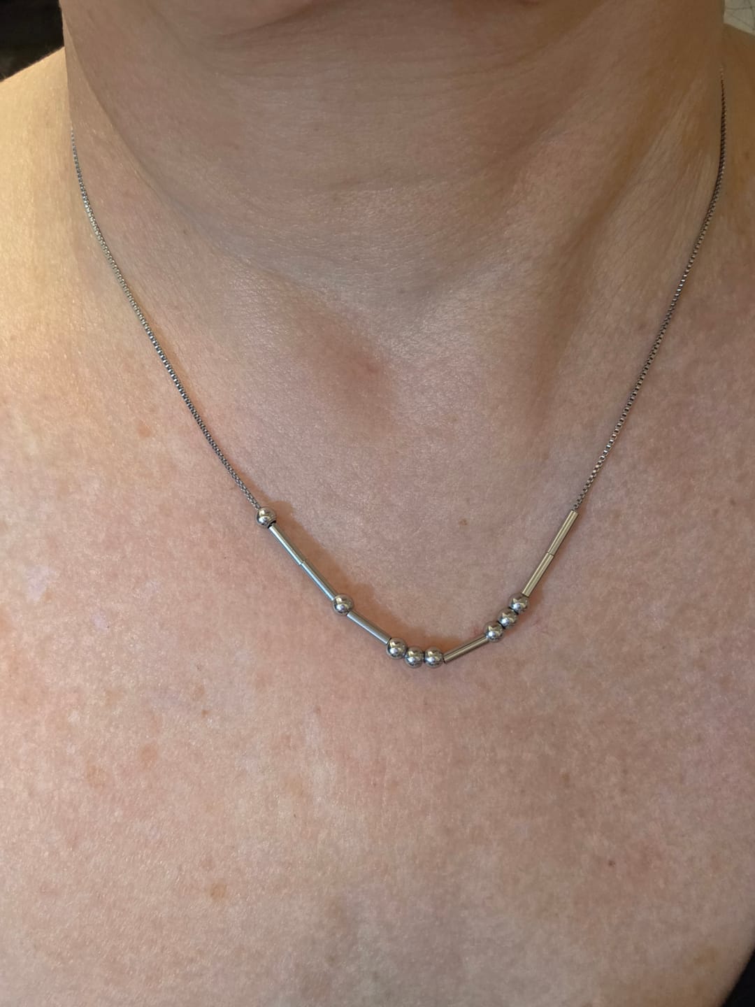 Customer photo review of Morse Code Necklace