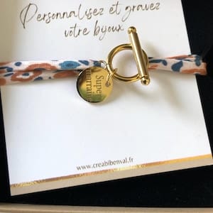 Customer photo review of Bracelet liberty fermoir en T personnalisé médaille gravée