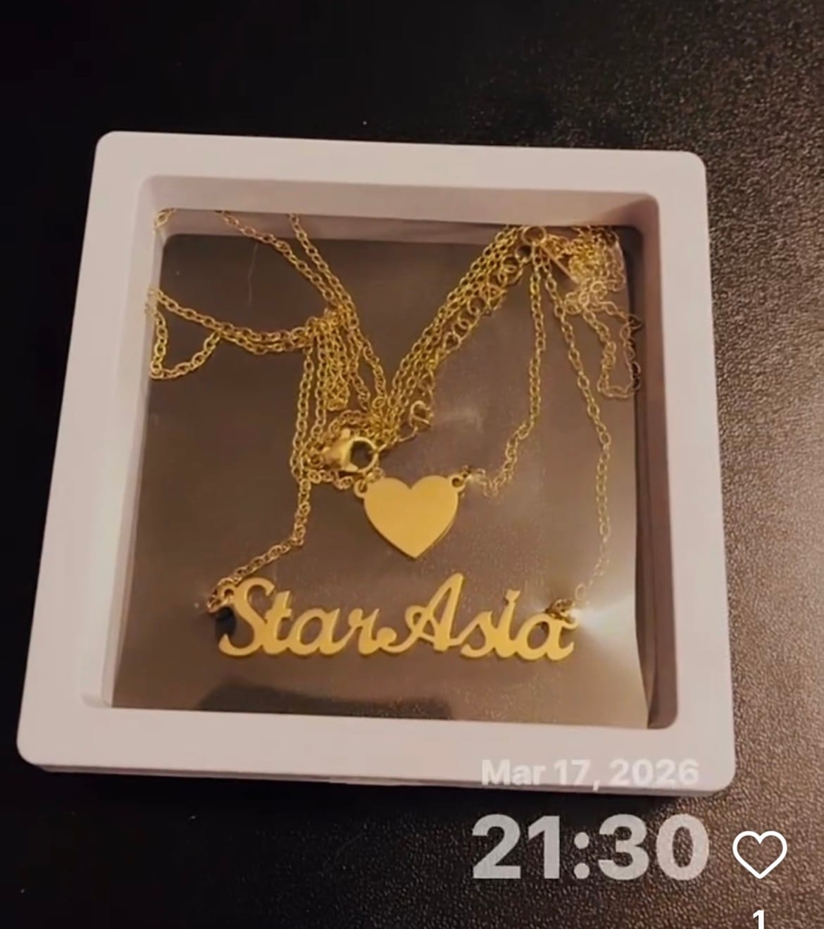 Customer photo review of Heart Layer Name Necklace