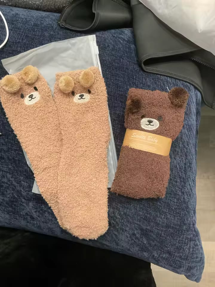 Customer photo review of Teddy Bear Fuzzy Socks Pack