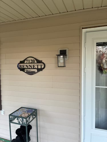 Customer photo review of Name Monogram Address Sign - Metal Wall Art