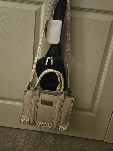 Customer photo review of Wrangler Leopard Print Concealed Carry Tote/Crossbody - Tan
