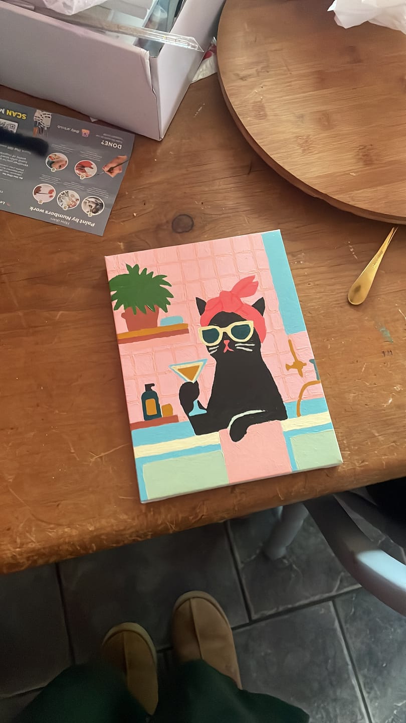 Customer photo review of 6 Mini Paintings - Crazy Cat Set
