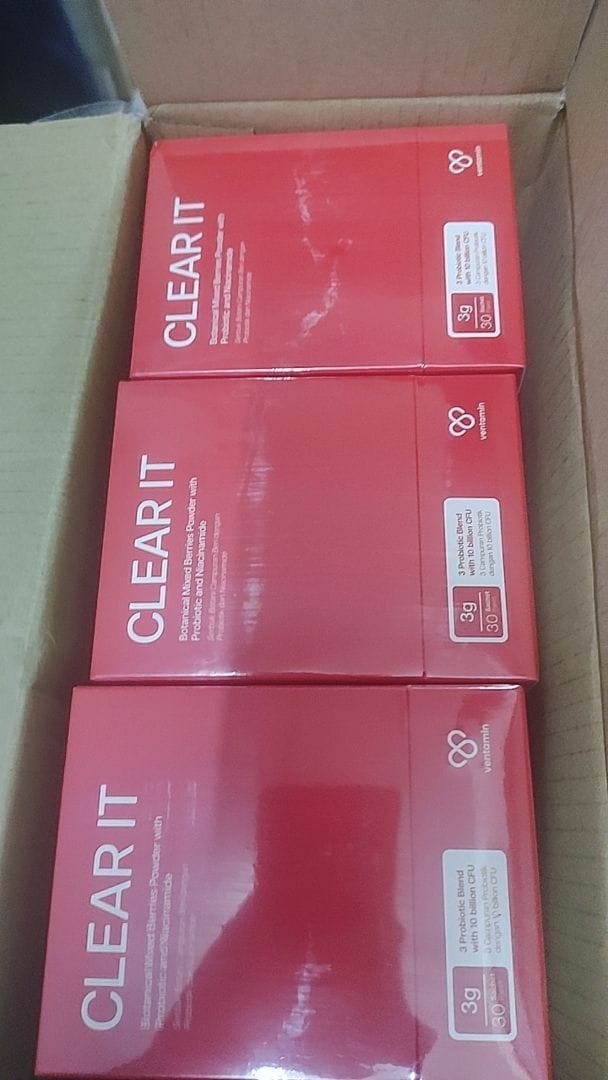 Customer photo review of Ventamin Clear It+: Doctor-Formulated Drink Mix for Acne & Breakout Control