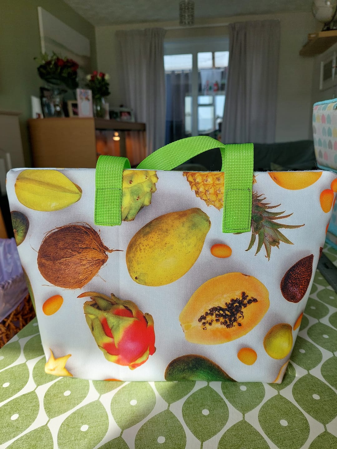 Customer photo review of Tropical Fruits Cotton Canvas Fabric