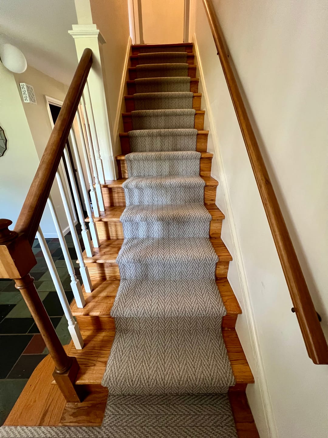 Customer photo review of Anderson Tuftex Fossil Herringbone Stair Runner