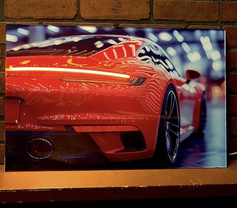 Customer photo review of Design Your Own Neon Car Photo Frame |  Personalized LED Art