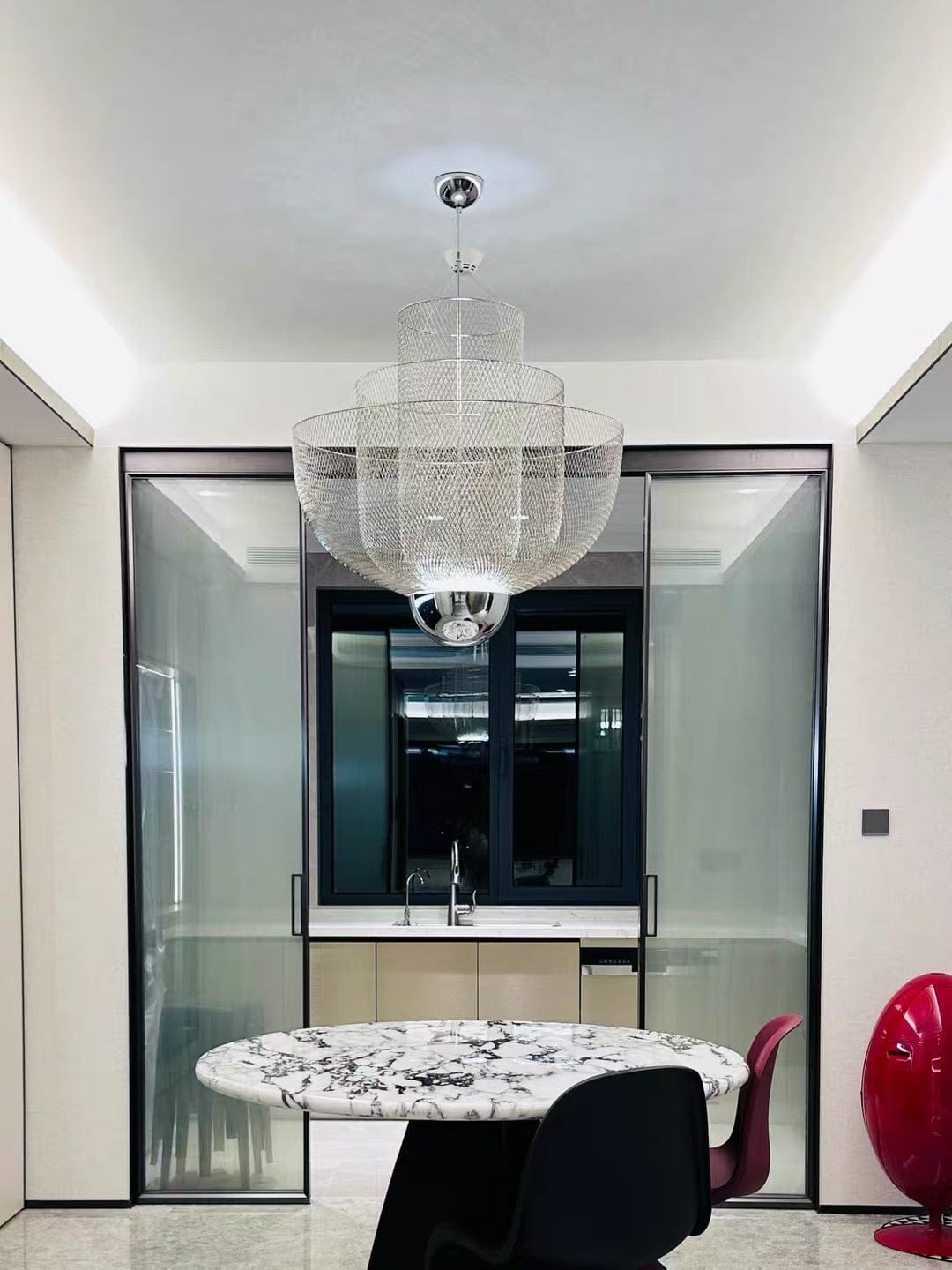 Customer photo review of Elegant Sculptural Meshmatics Wire Netting Chandelier