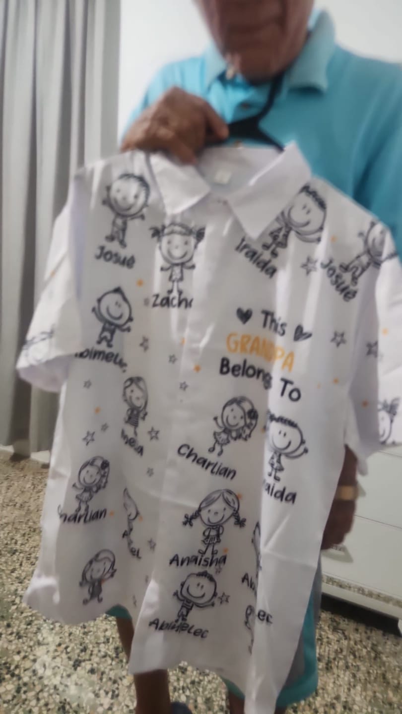 Customer photo review of This Grandpa Belongs To Word Art - Personalized Hawaiian Shirt