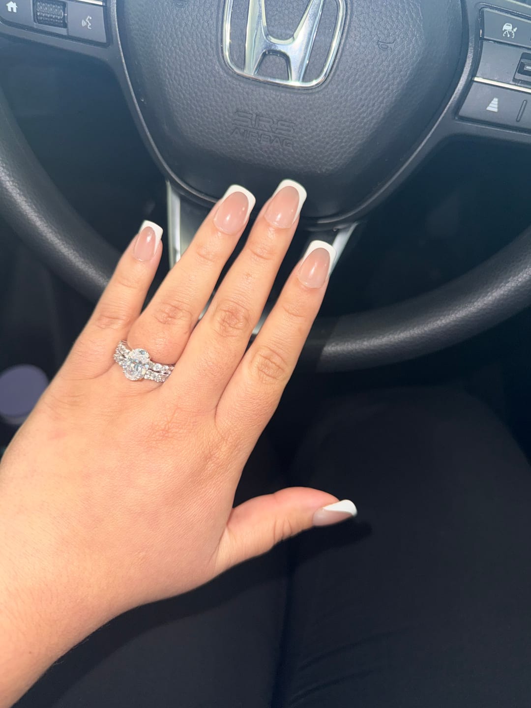 Customer photo review of S925 4.0Ct Oval Cut Engagement Ring With Round Cut Full Wedding Band Stackable Travel Ring