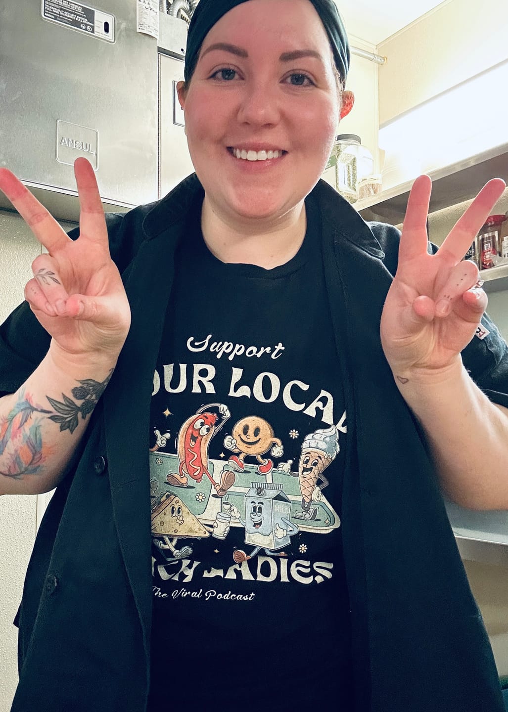 Customer photo review of Support Your Local Lunch Ladies T-Shirt