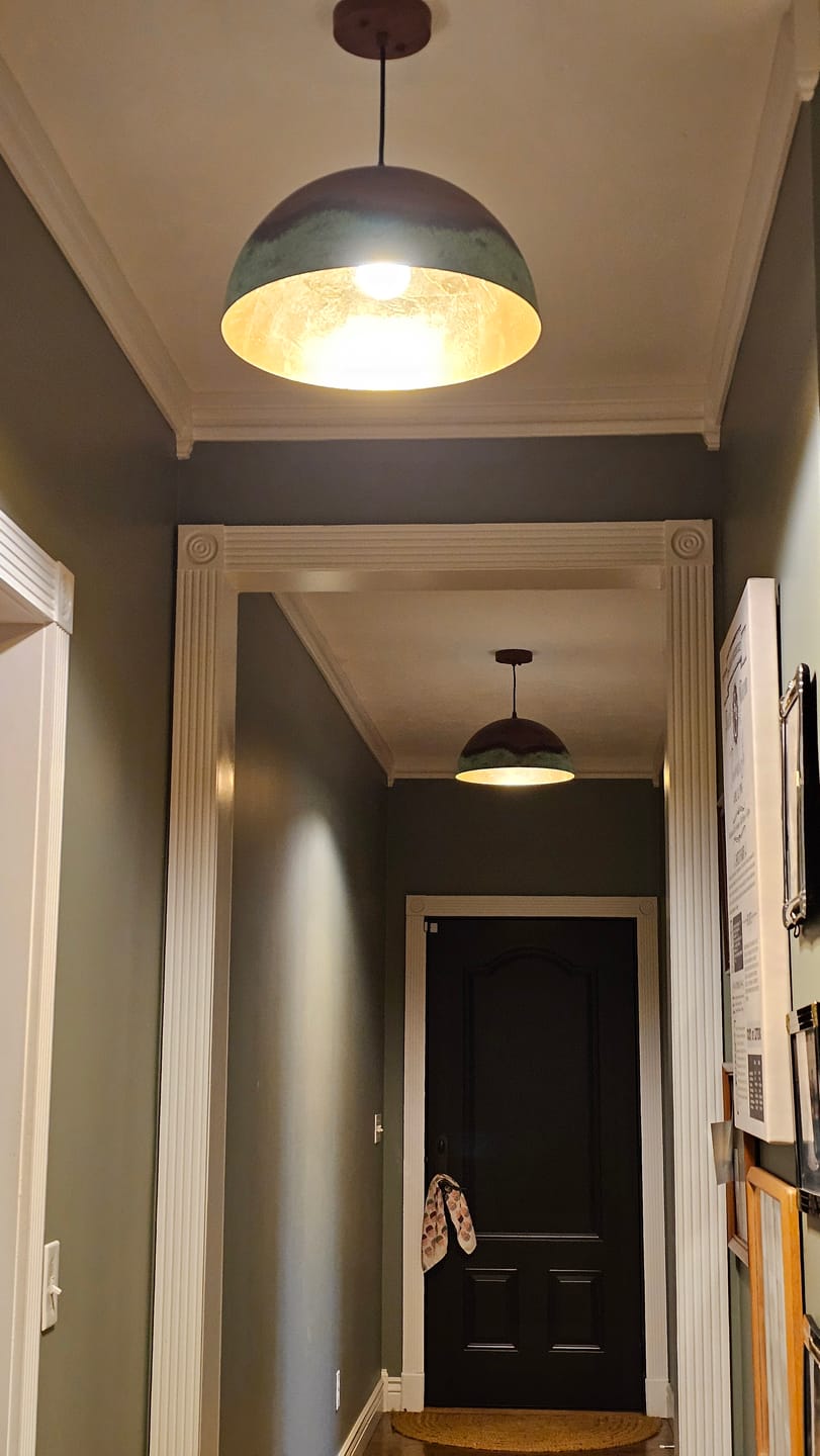 Customer photo review of Oversized Industrial Copper Patina Metal Dome Pendant Light