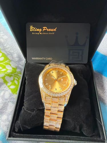 Customer photo review of THE GOLDEN TIME® - Iced Out Diamond Presidential Watch in 18K Gold