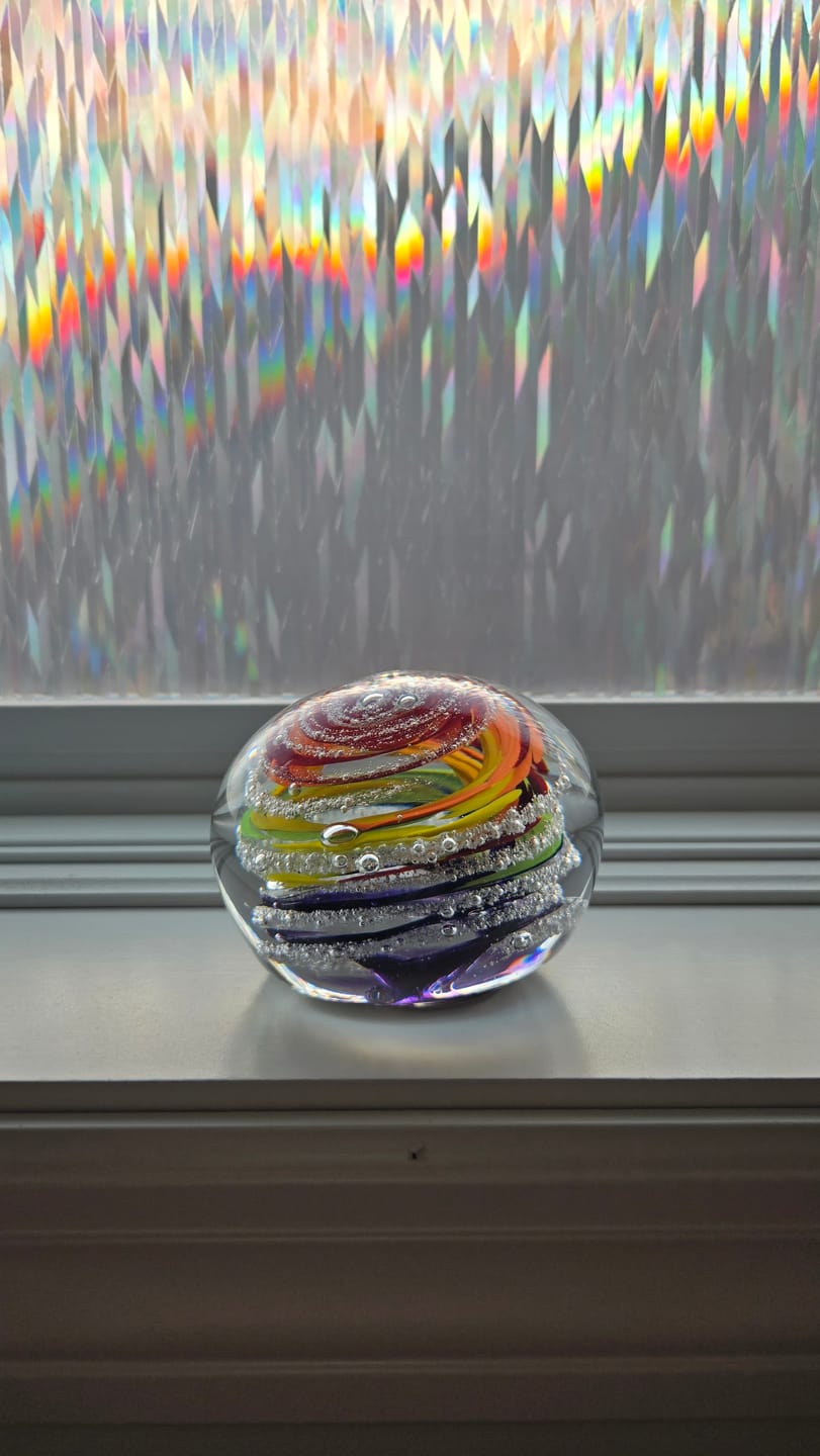 Customer photo review of Rainbow Bridge Swirl with Cremation Ash