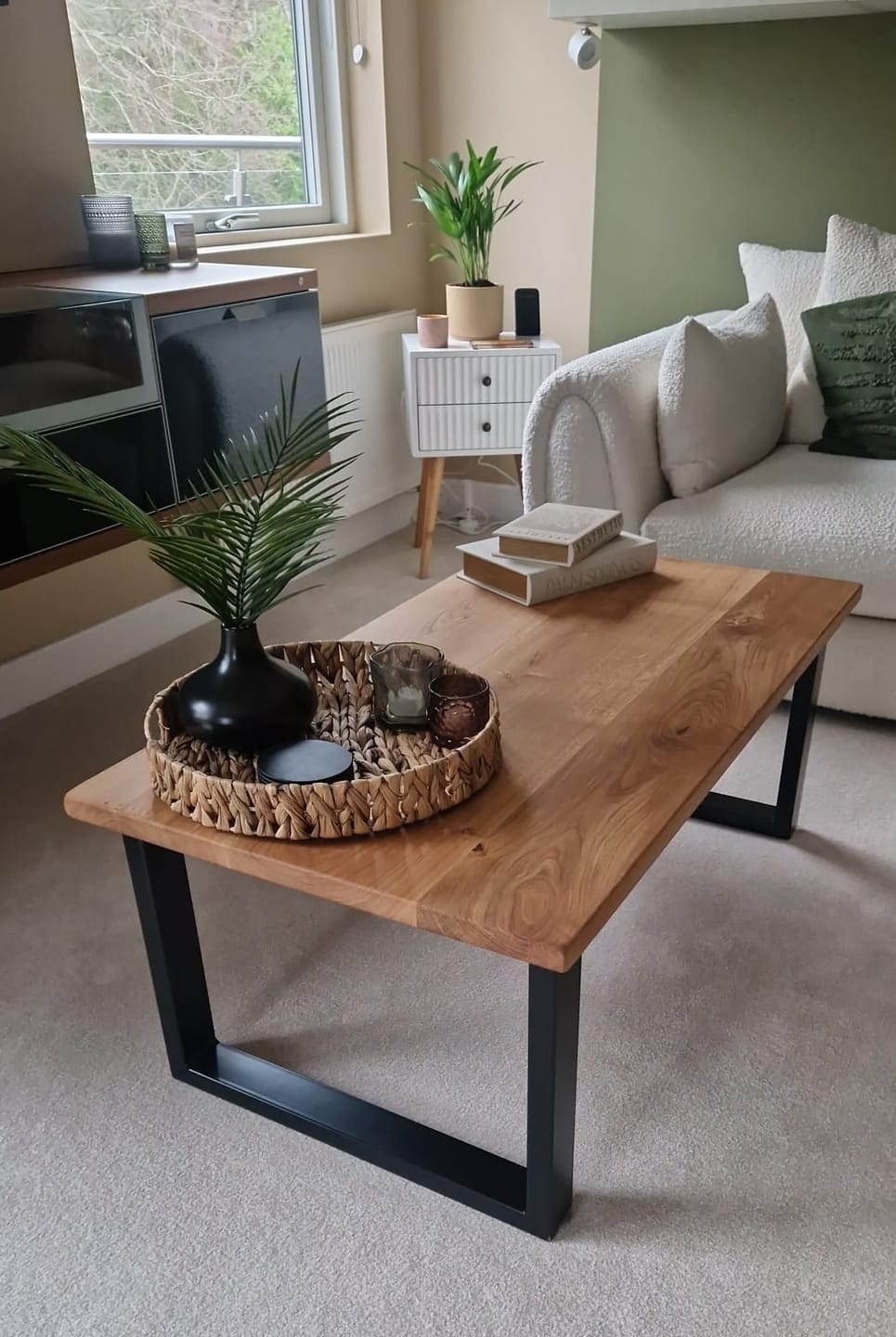Customer photo review of Solid Oak Coffee Table - Industrial style