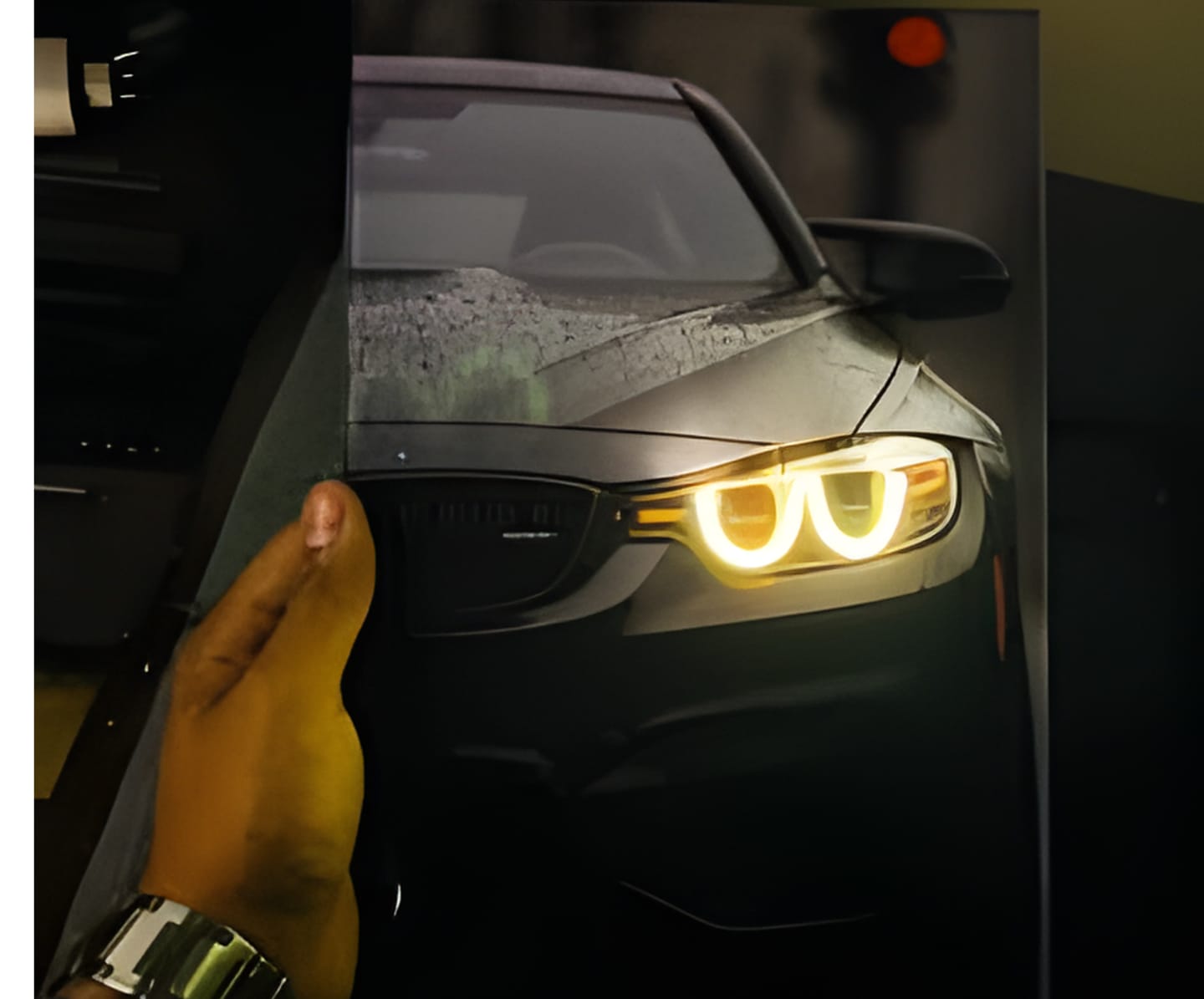 Customer photo review of Design Your Own Neon Car Photo Frame |  Personalized LED Art