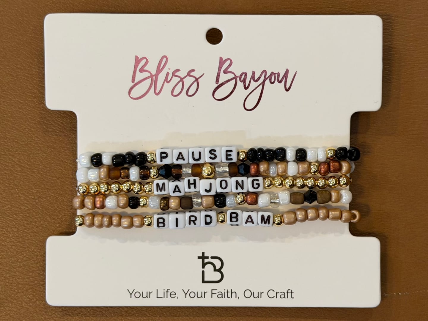 Customer photo review of Mahjong, Bird Bam, Pause Bracelet Set