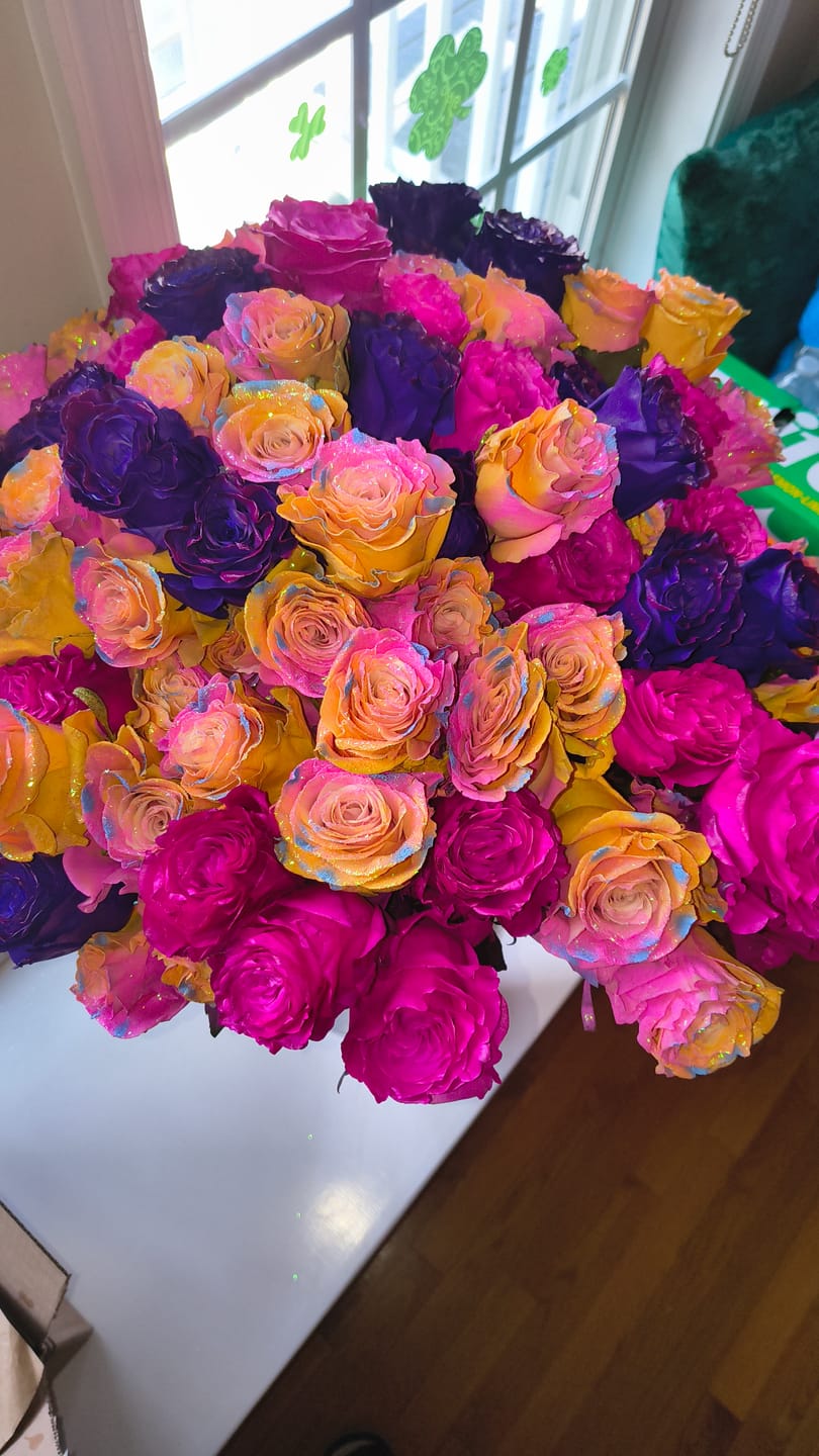 Customer photo review of 100 Mix and Match Tinted Roses - Valentine's Day Wholesale