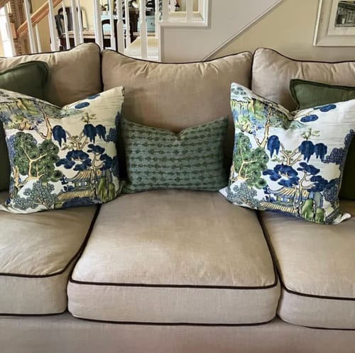 Customer photo review of Asian Scenic Blue and Green Pillow Cover