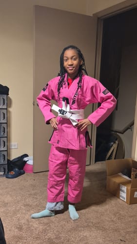 Customer photo review of Core Pink Brazilian Jiu Jitsu Kids BJJ Gi