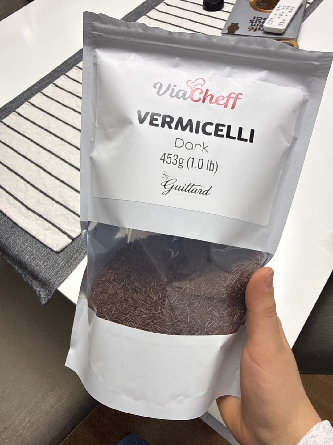 Customer photo review of ViaCheff Dark Chocolate Vermicelli 453g (1.0 lb) by Guittard