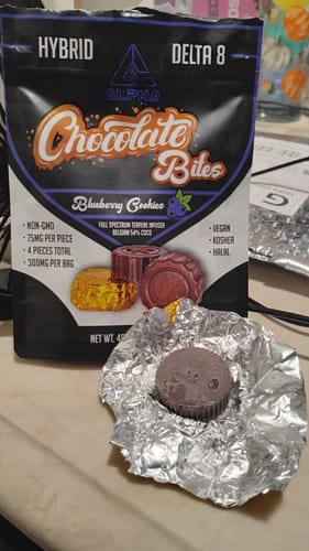 Customer photo review of THC Chocolate Blueberry Vegan Bites 4 CT