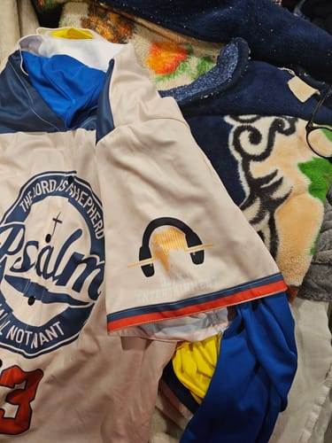 Customer photo review of Custom Religious Psalm Baseball Jersey – Beige Christian Design Add Your Name
