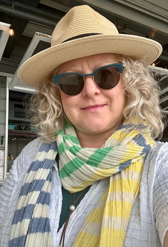 Customer photo review of Brand New British Primrose Jade and Denim Luxury Woven Cashmere Crinkle Wrap