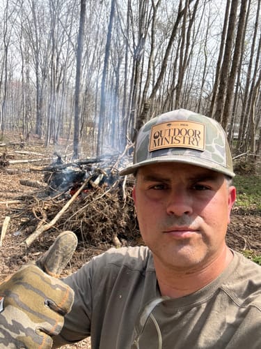 Customer photo review of Custom Leather Patch Hats Richardson CAMO Laser Engraved