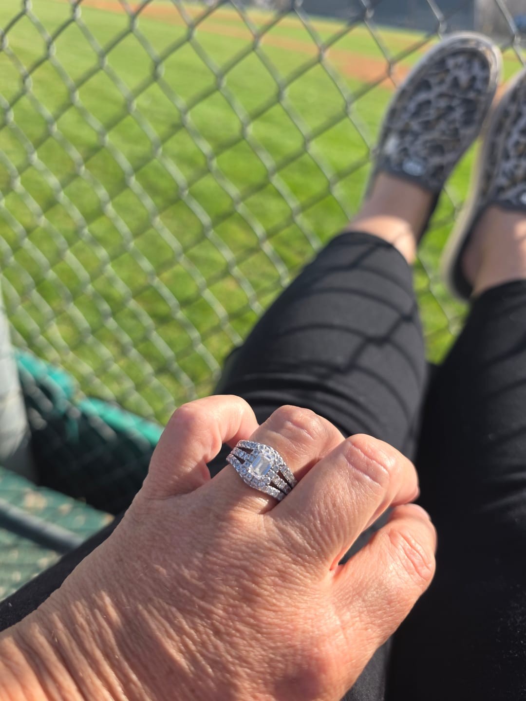 Customer photo review of S925 2.0Ct Princess Cut Insert 2PC Wedding Ring Set In Sterling Silver Engagement Ring with Enhancer Band