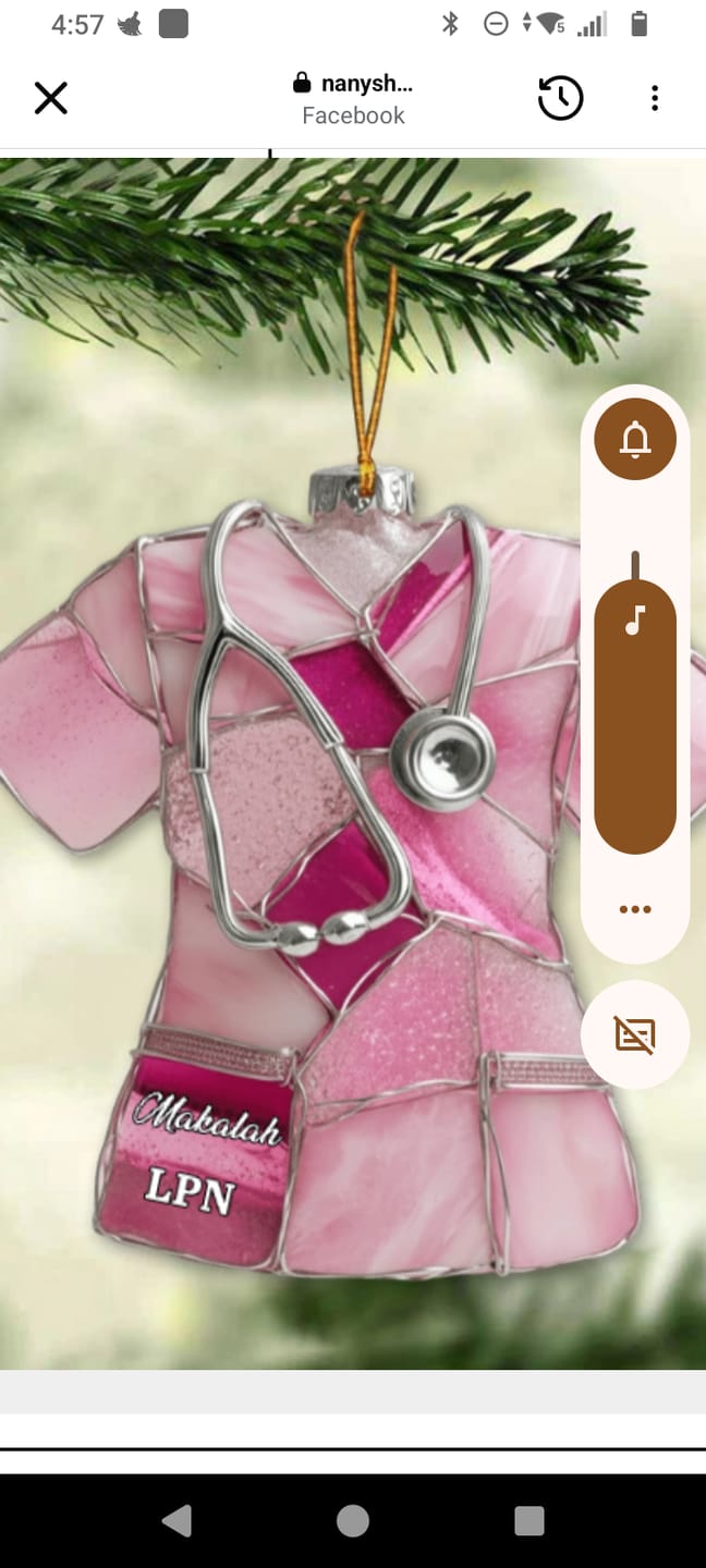 Customer photo review of Sea Glass Nurse Scrub - Personalized Car Ornament