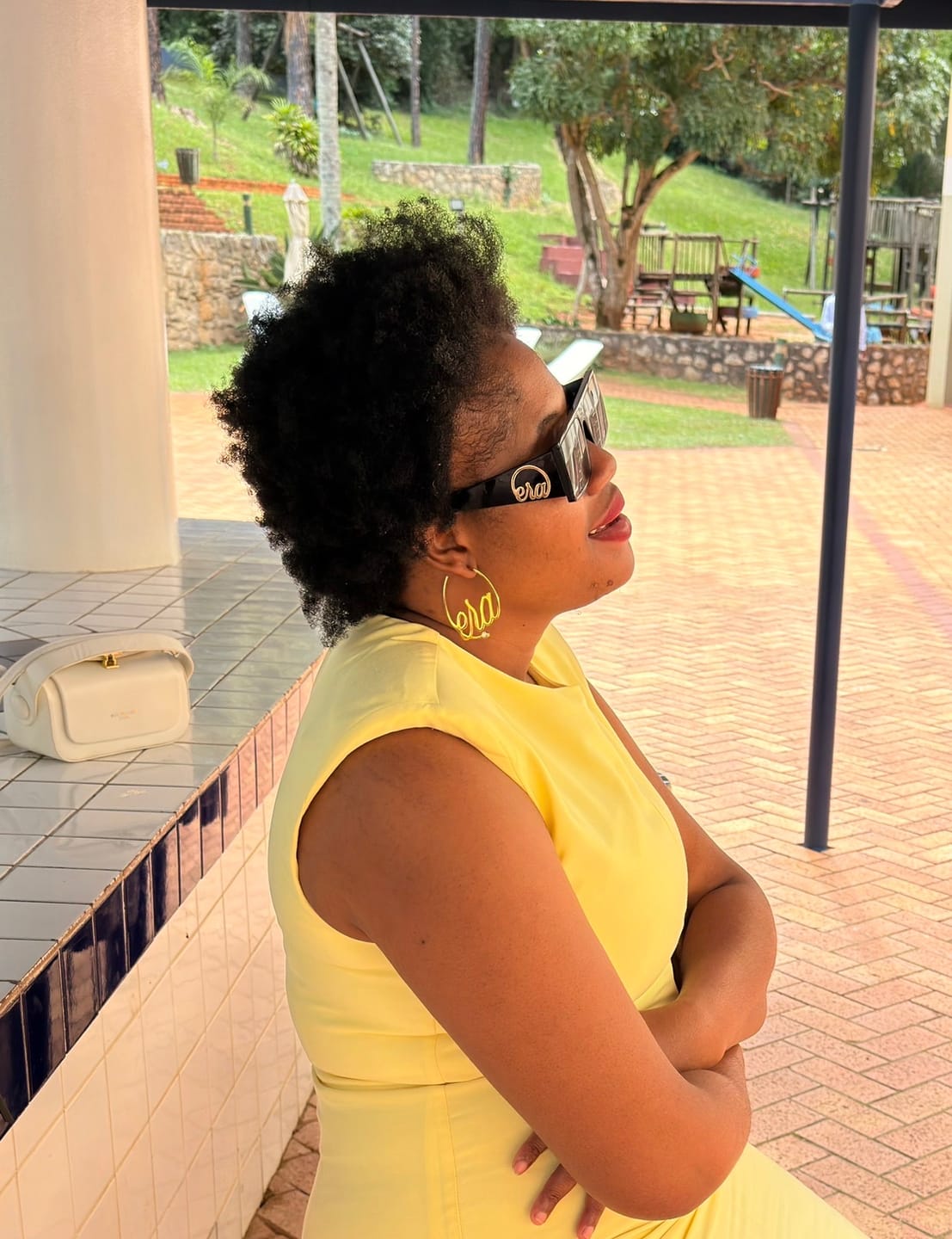 Customer photo review of Silver Precious Era Logo Hoops