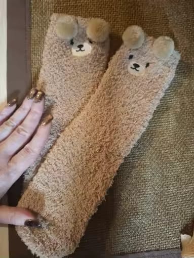 Customer photo review of Teddy Bear Fuzzy Socks Pack