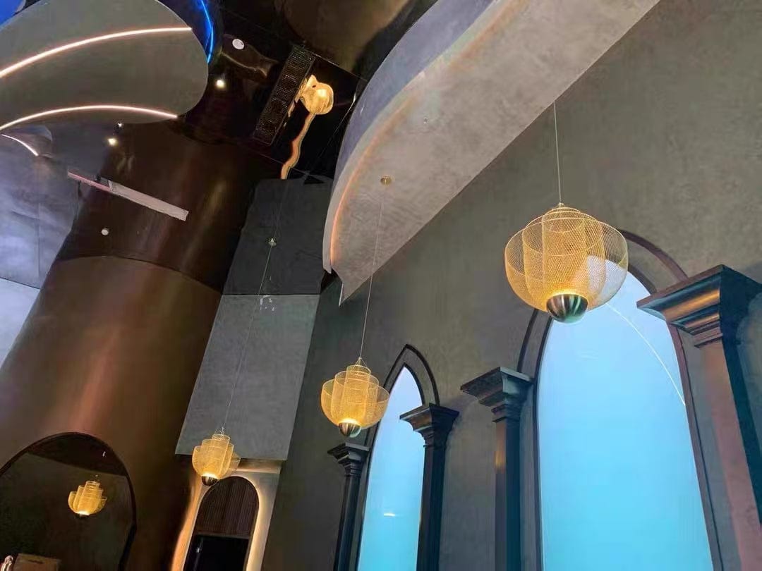 Customer photo review of Elegant Sculptural Meshmatics Wire Netting Chandelier