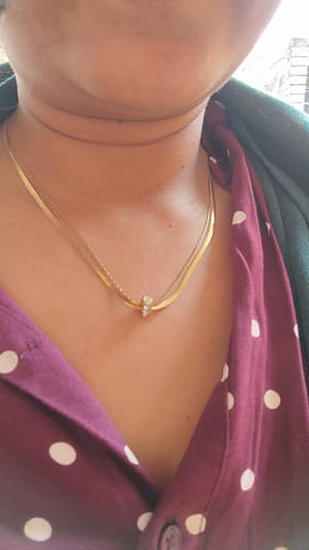 Customer photo review of Gilded Rings Layered Necklace