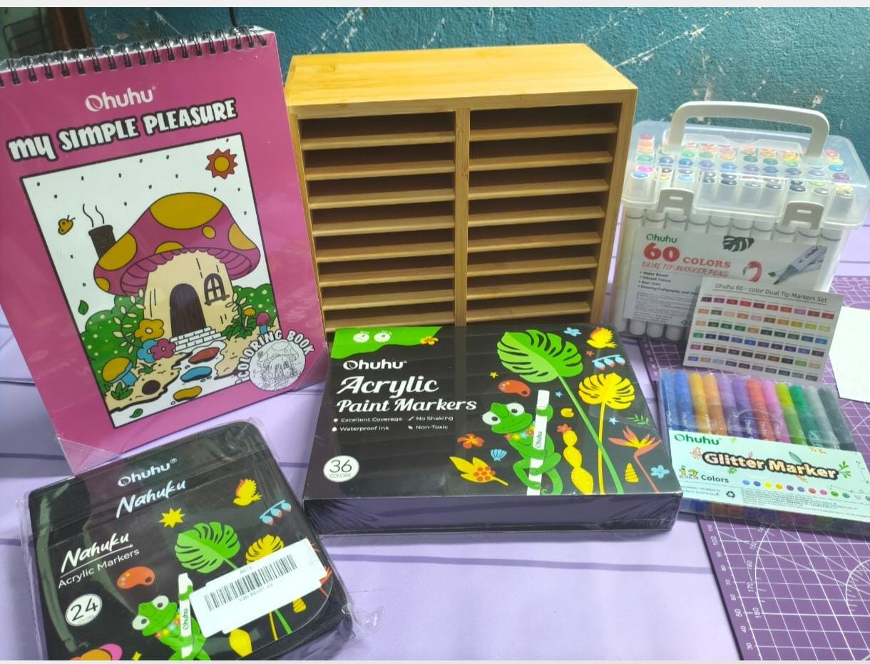 Customer photo review of Ohuhu Water-Based Glitter Metallic Marker Pens, 12 Shimmer Colors