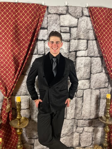 Customer photo review of Men's 2-Piece Starry Black Smoking Tuxedo