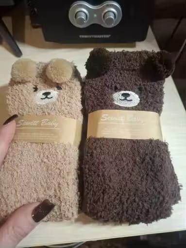 Customer photo review of Teddy Bear Fuzzy Socks Pack