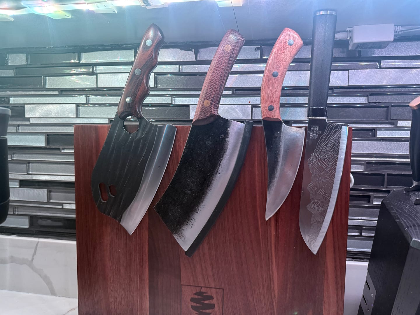 Customer photo review of FREE Walnut Magnetic Knives Holder