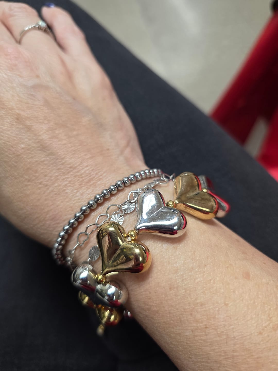 Customer photo review of Two Tone Hearts Bracelet