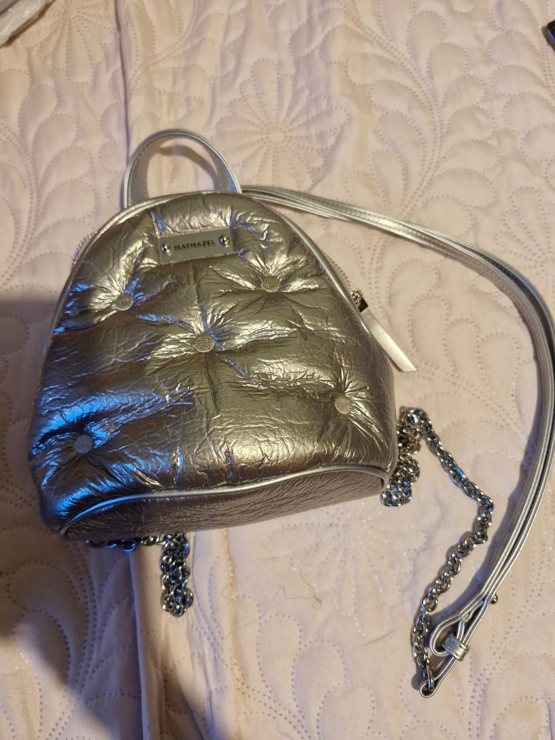 Customer photo review of Matmazel Keid Gümüş Kadın Sırt  Çantası