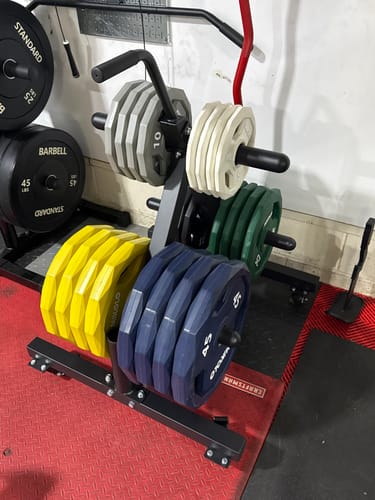 Customer photo review of Portable Weight Plate and Barbell Storage Tree