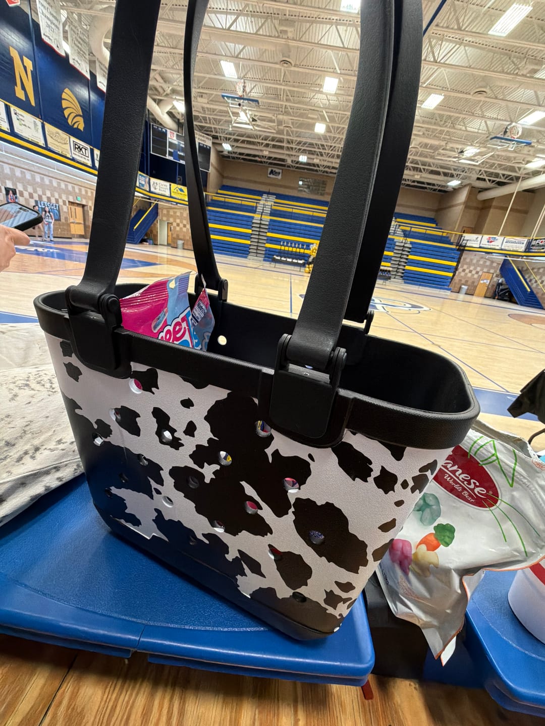 Customer photo review of *PREORDER* Cow Print Utility Tote Bag - Small