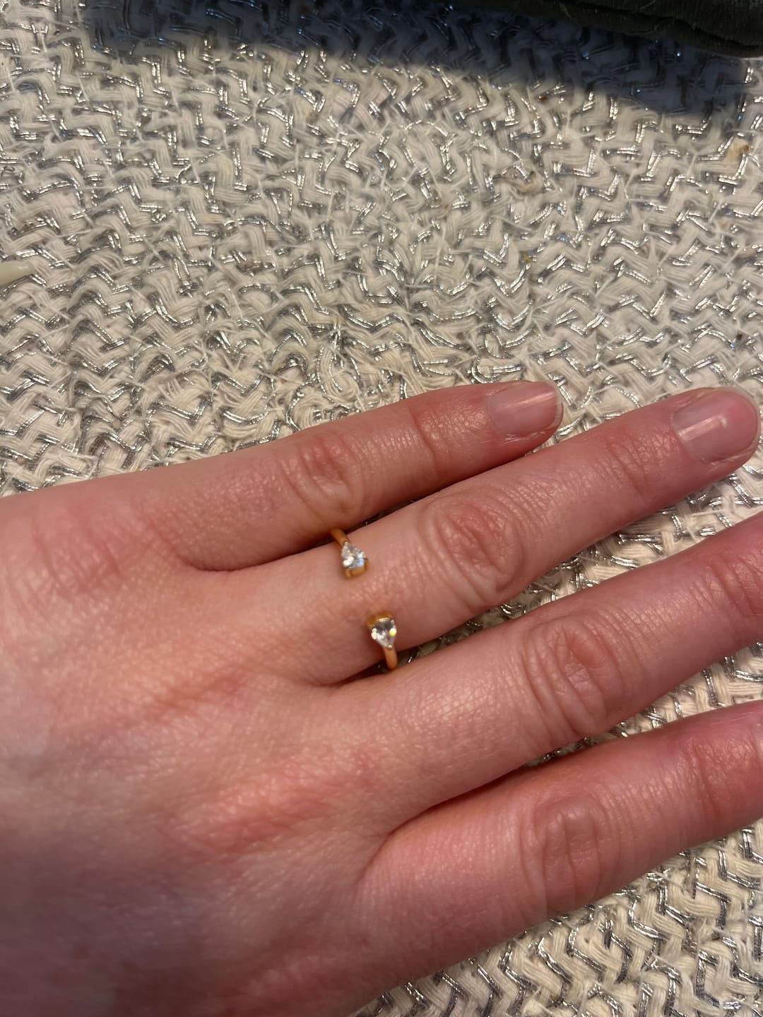 Customer photo review of S925 0.5Ct Pear Cut Insert Wedding Band In Sterling Silver