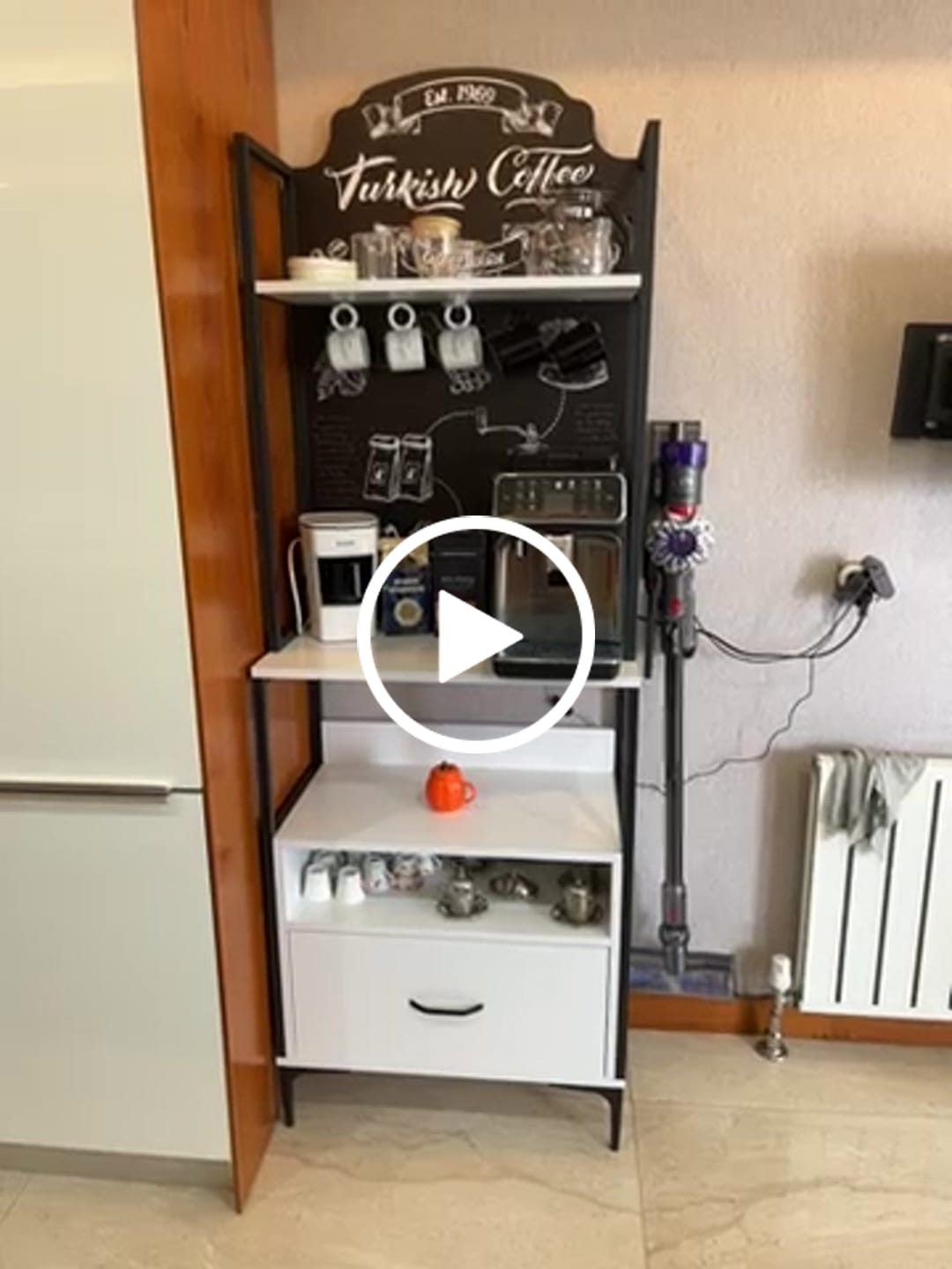 Customer video review of Rani JE155 Işıklı Kahve Köşesi Çekmeceli Çok Amaçlı Mutfak Dolabı Beyaz