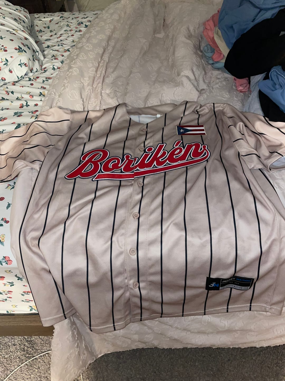 Customer photo review of Puerto Rico Heritage Custom Baseball Jersey