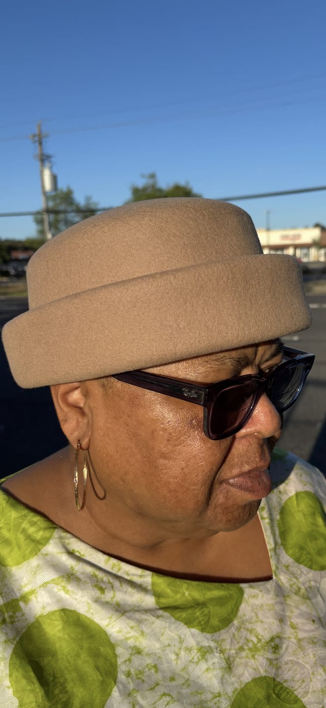 Customer photo review of London Pillbox Hat - Nude