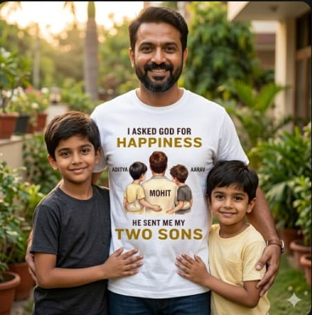 Customer photo review of CUSTOMIZED-MY TWO LIFELINES, MY TWO SONS (FATHER & SONS) CLASSIC T-SHIRT