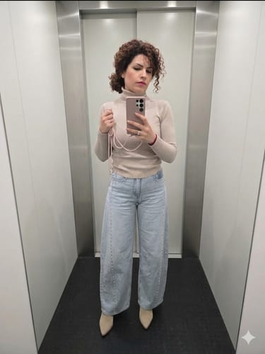 Customer photo review of Jeans Top con doppie borchie laterali