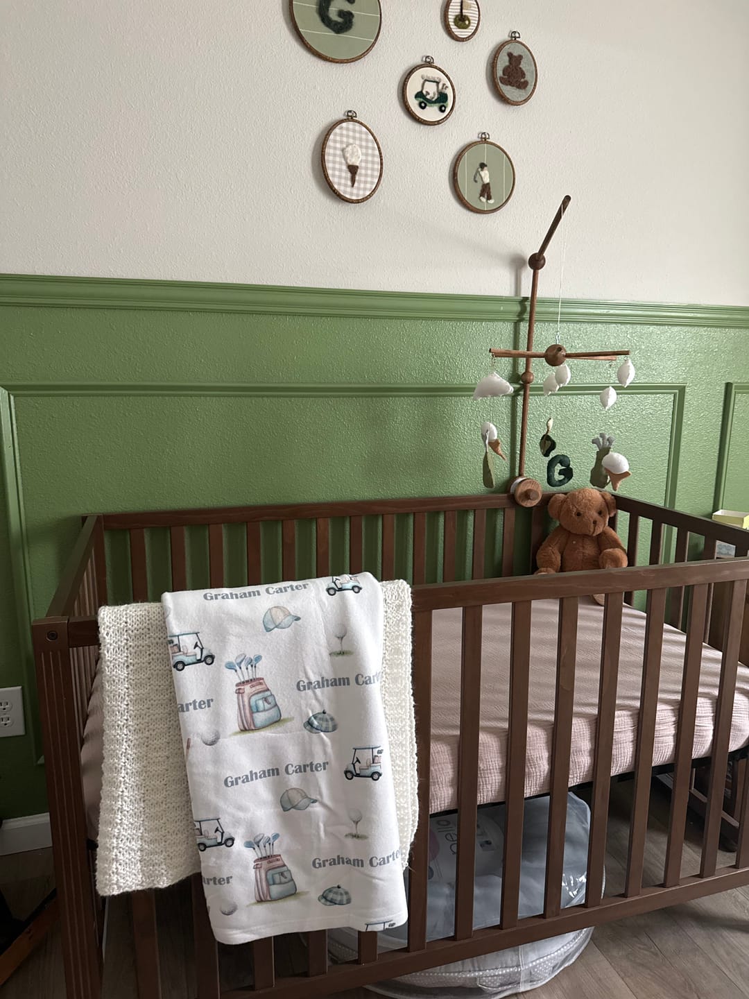 Customer photo review of Little Golf Champ personalized baby blanket